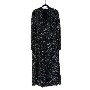 Vintage Eleanor Brenner 1970's Polka Dot Long Sleeve Maxi Dress Size 8 *Flaw